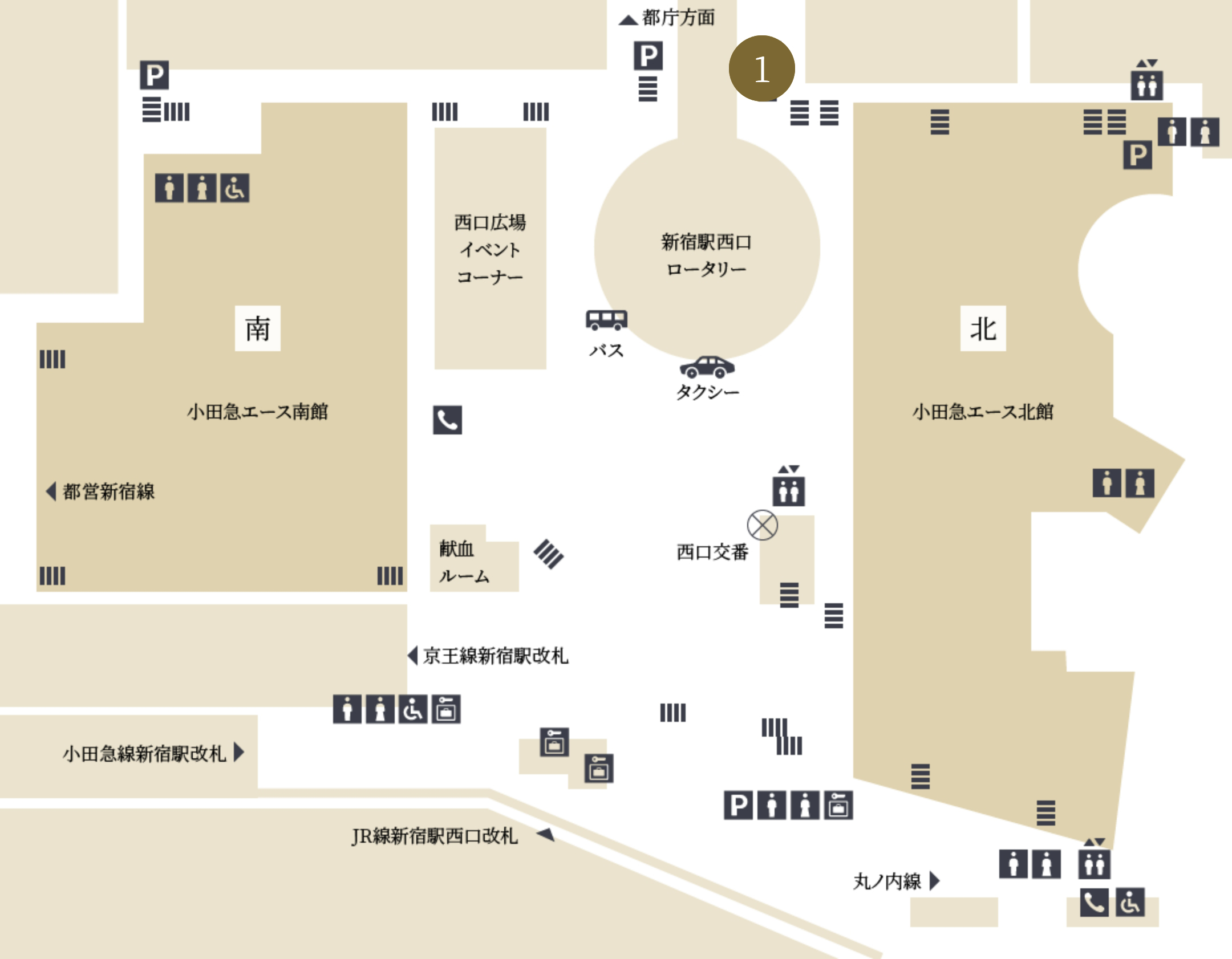 新宿駅西口地下構内図